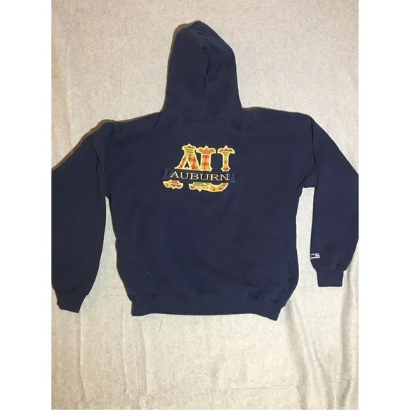Womens Auburn Hoodie Size Large Vintage Navy Blue Embroidered No String College - Picture 1 of 3